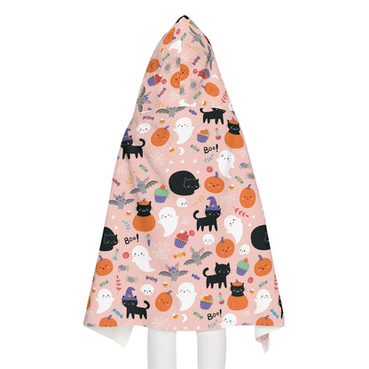 Halloween Ghosts and Black Cats Youth Hooded Towel