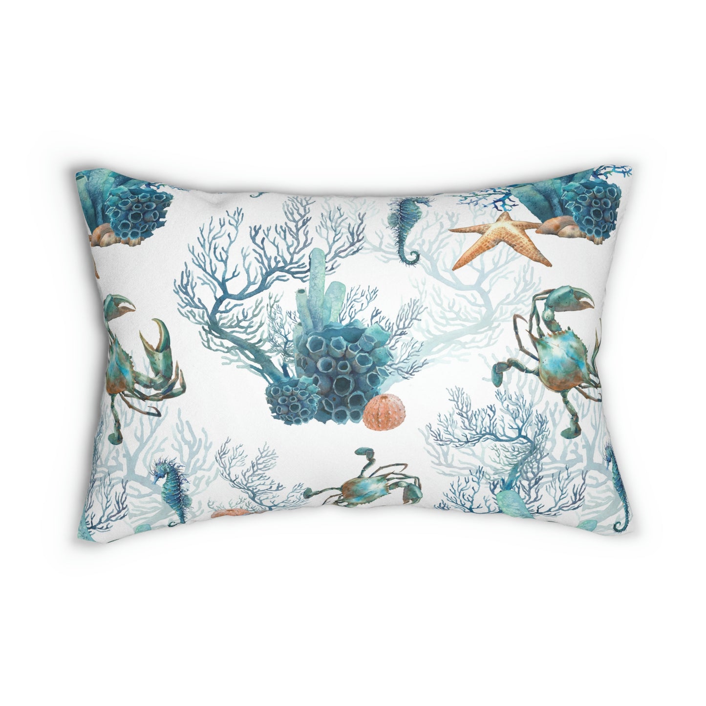 Watercolor Coral Reef Spun Polyester Lumbar Pillow
