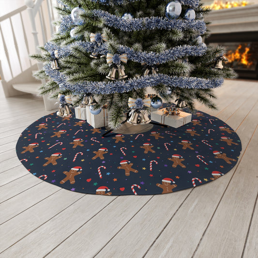 Gingerbread and Candy Canes Round Tree Skirt