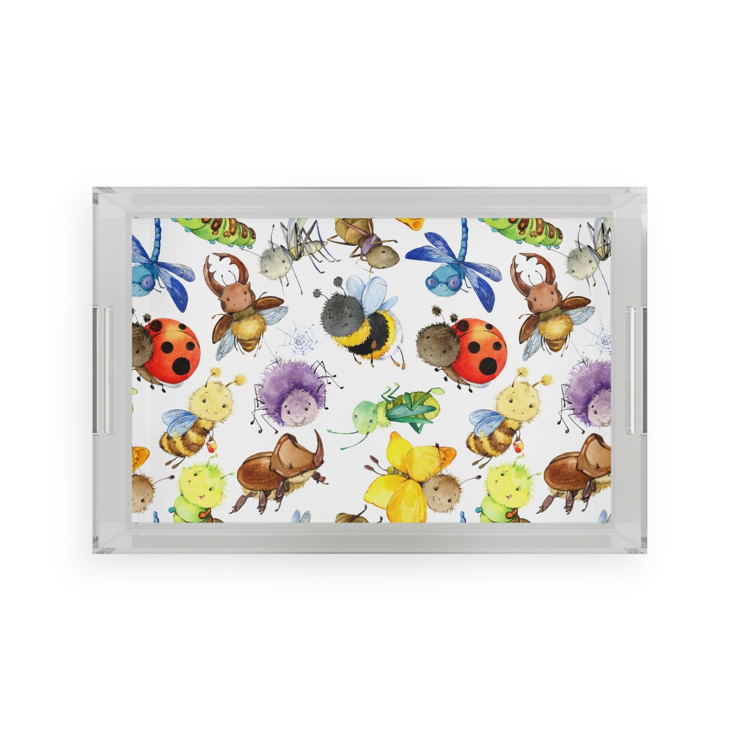 Ladybugs, Bees and Dragonflies Acrylic Serving Tray