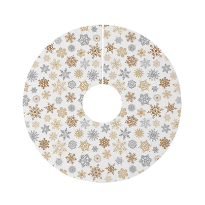 Gold and Silver Snowflakes Round Tree Skirt