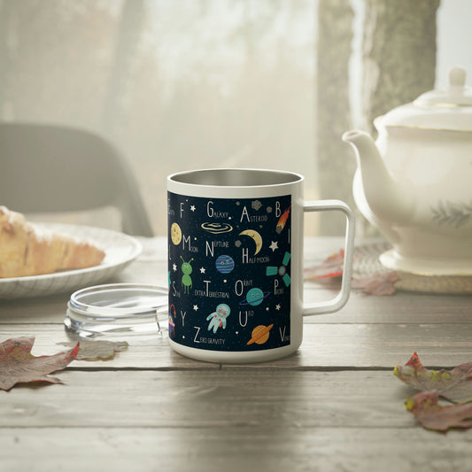 Space Alphabet Insulated Coffee Mug, 10oz