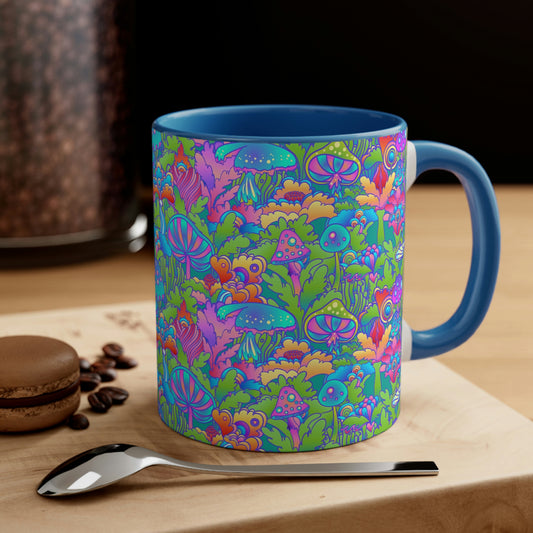 Retro Mushrooms Accent Coffee Mug, 11oz