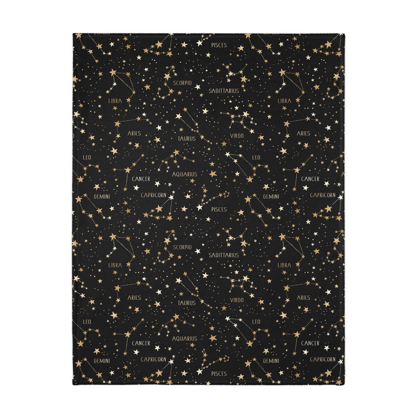 Stars and Zodiac Signs Velveteen Minky Blanket (Two-sided print)