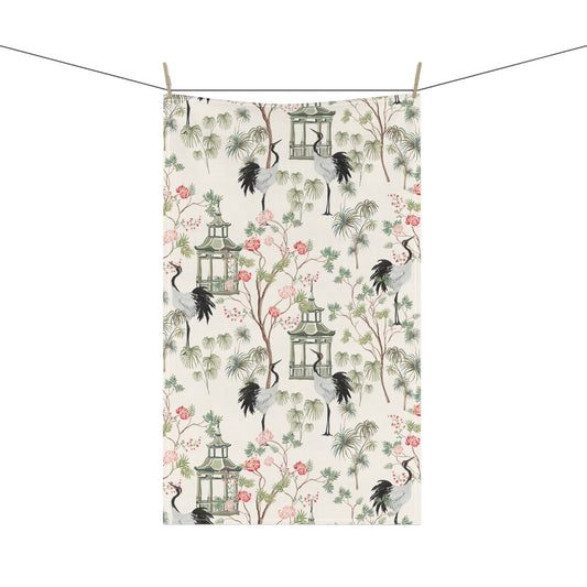 Chinoiserie Rose Trees Kitchen Towel