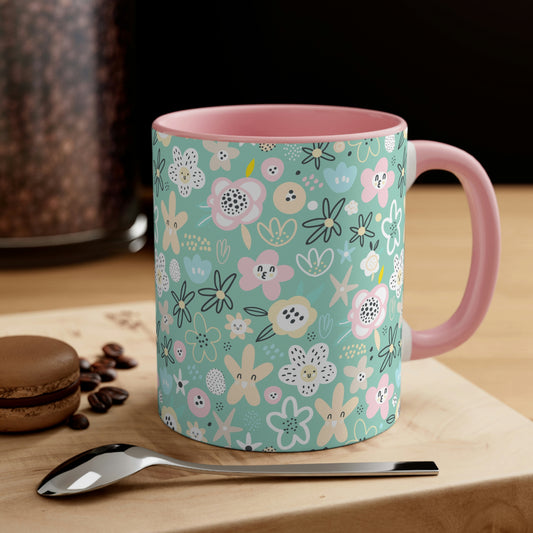 Abstract Flowers Accent Coffee Mug, 11oz