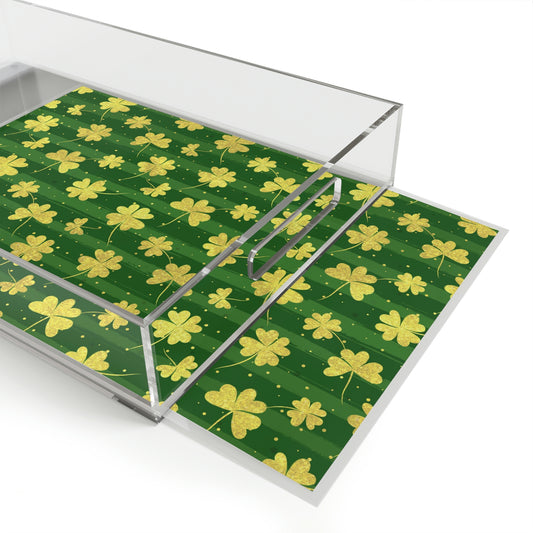 Gold Clovers Acrylic Serving Tray