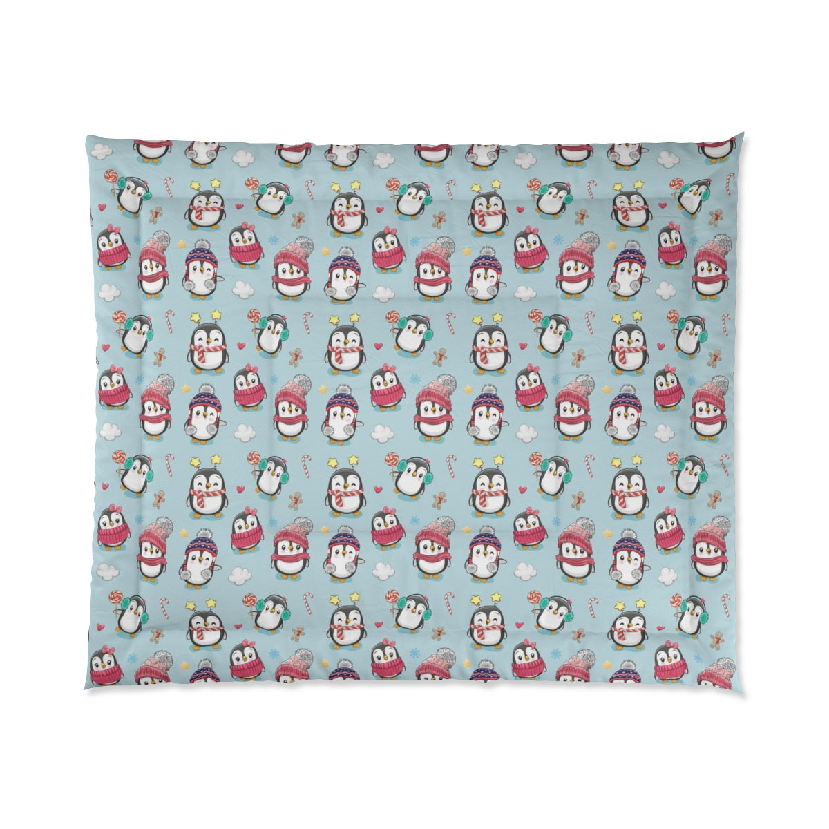 Penguins in Winter Clothes Comforter