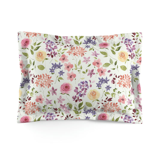 Yellow and Pink Roses Microfiber Pillow Sham