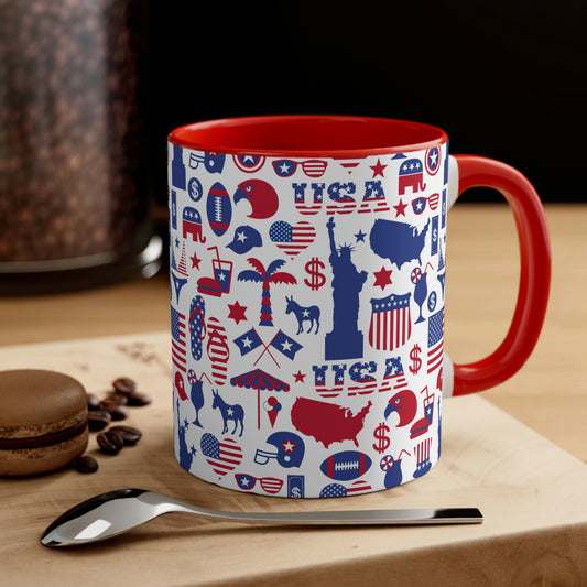 All American Red and Blue Coffee Mug, 11oz