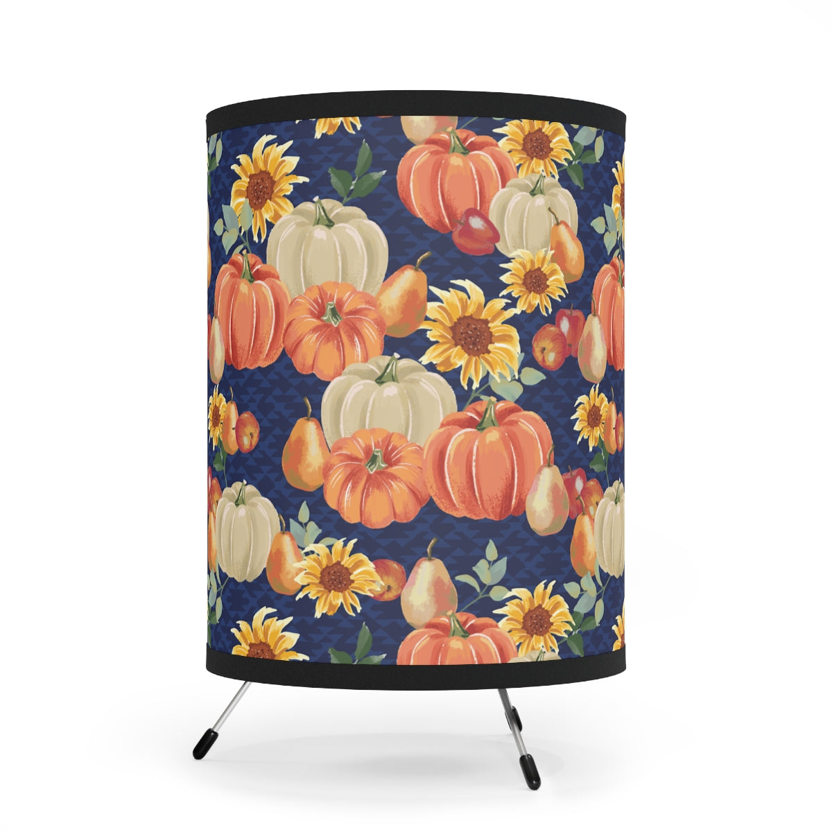 Fall Pumpkins and Sunflowers Tripod Lamp