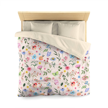 Spring Daisies and Butterflies Microfiber Duvet Cover