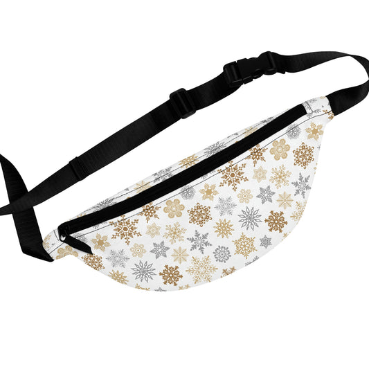 Christmas Gold and Silver Snowflakes Fanny Pack