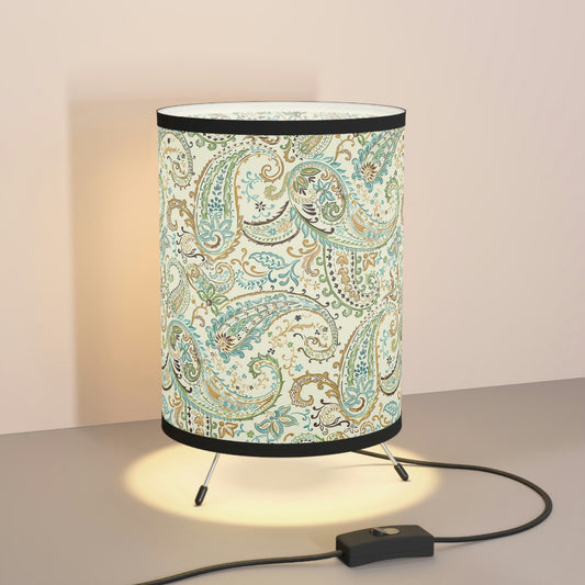 Green Paisley Tripod Lamp with High-Res Printed Shade, US\CA plug