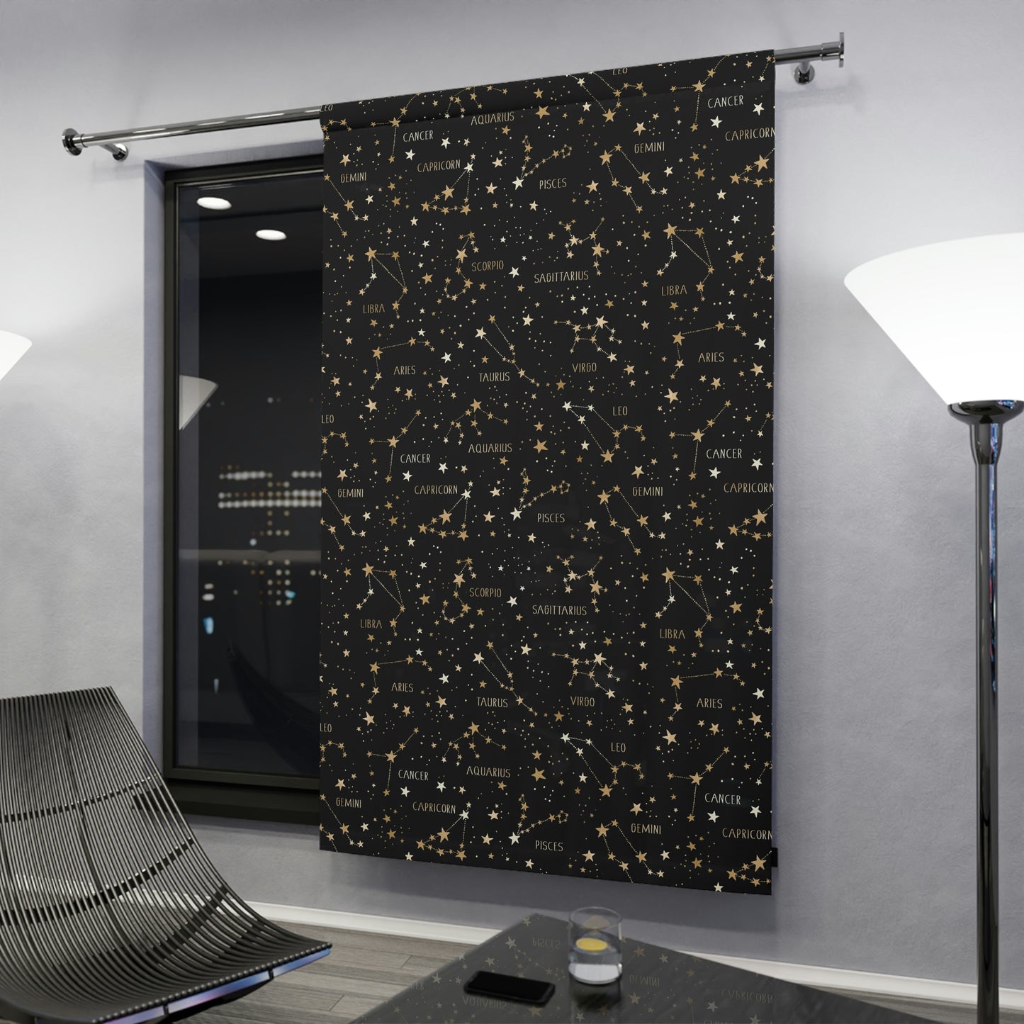 Stars and Zodiac Signs Window Curtains (1 Piece)