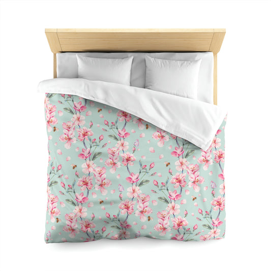 Cherry Blossoms and Honey Bees Microfiber Duvet Cover