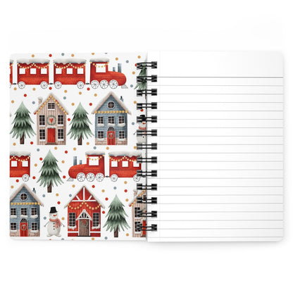 Christmas Trains and Houses Spiral Bound Journal