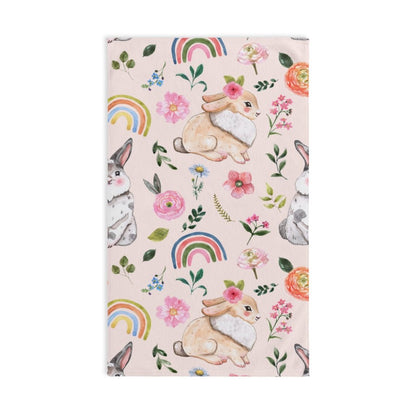 Easter Bunnies and Rainbows Hand Towel - Puffin Lime