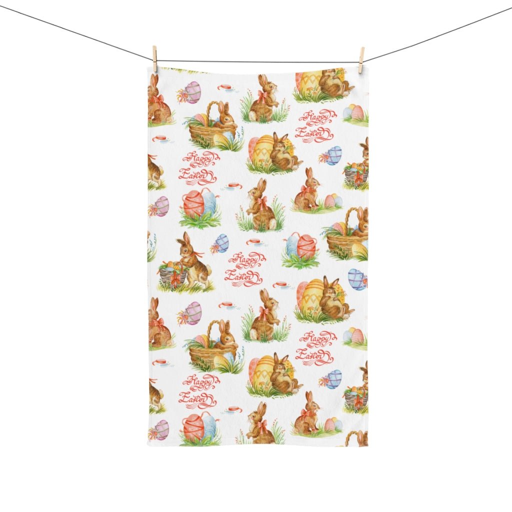 Easter Bunnies in Baskets Hand Towel - Puffin Lime