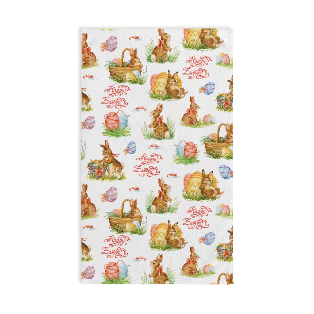 Easter Bunnies in Baskets Hand Towel - Puffin Lime