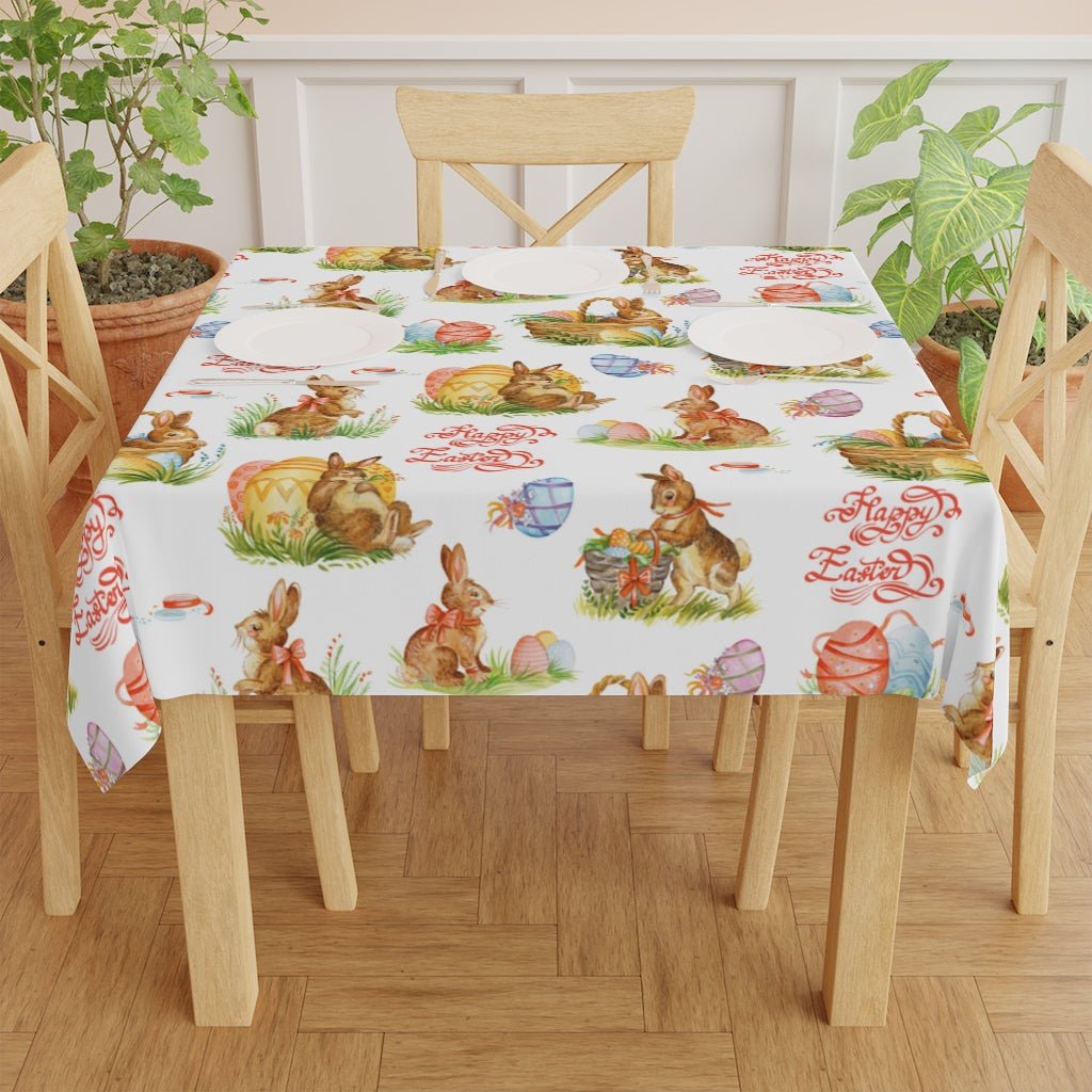 Easter Bunnies in Baskets Table Cloth - Puffin Lime