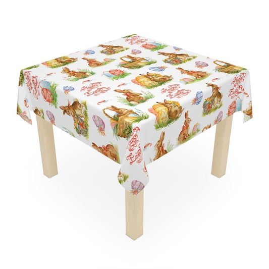 Easter Bunnies in Baskets Table Cloth - Puffin Lime
