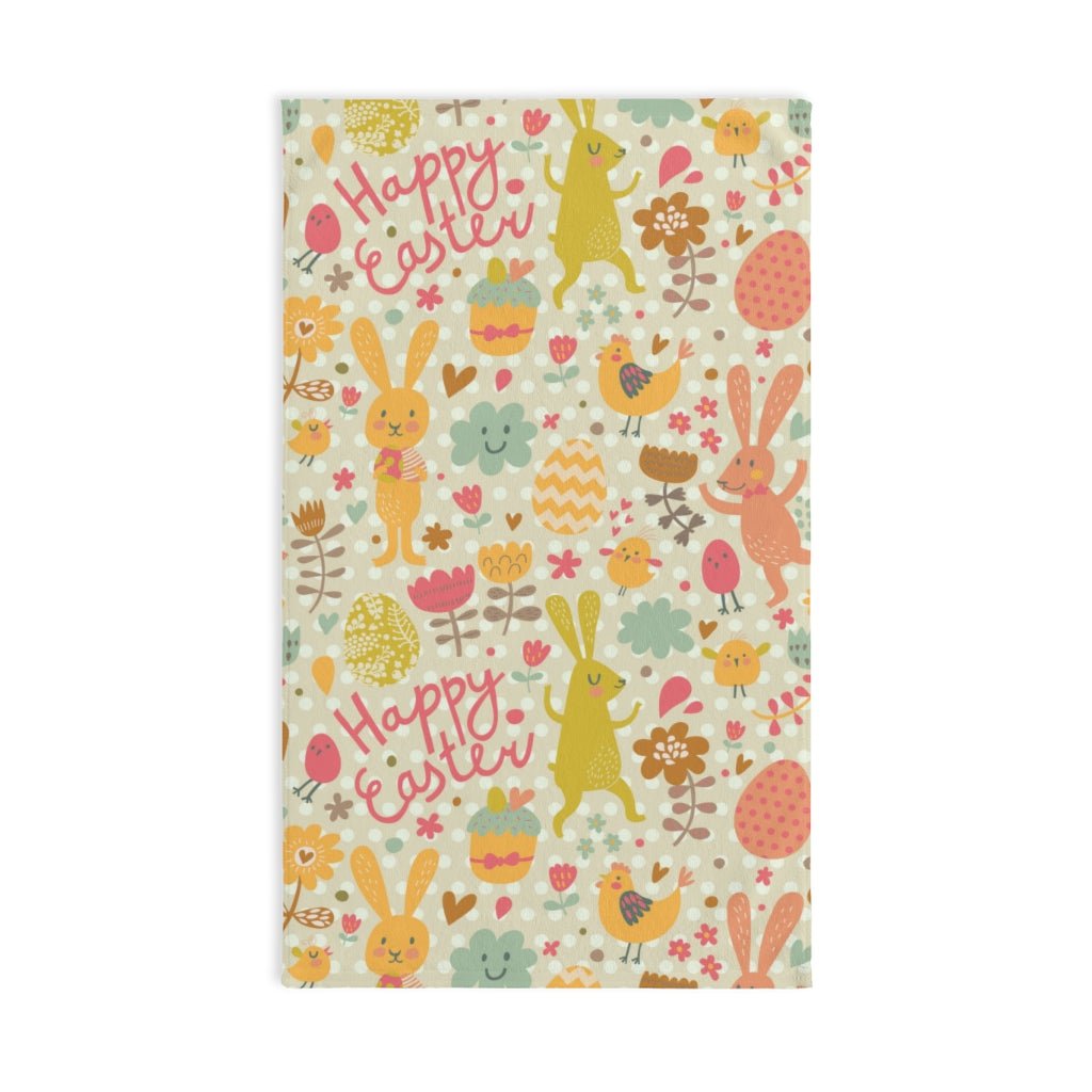 Easter Rabbits and Chickens Hand Towel - Puffin Lime
