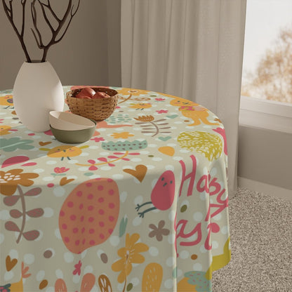 Easter Rabbits and Chickens Table Cloth - Puffin Lime