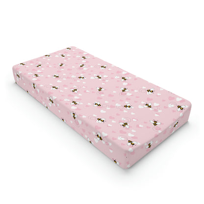 Honey Bee Hearts Baby Changing Pad Cover
