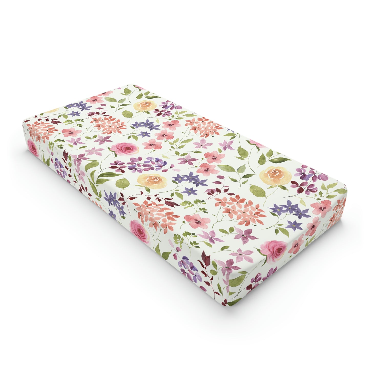 Yellow and Pink Roses Baby Changing Pad Cover
