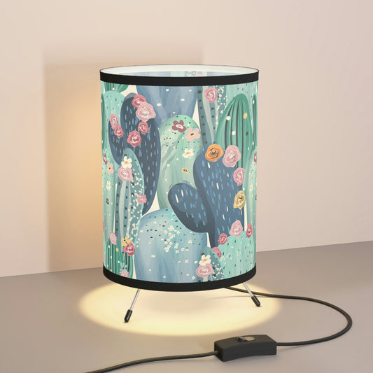 Pastel Cactus Tripod Lamp with High-Res Printed Shade, US\CA plug