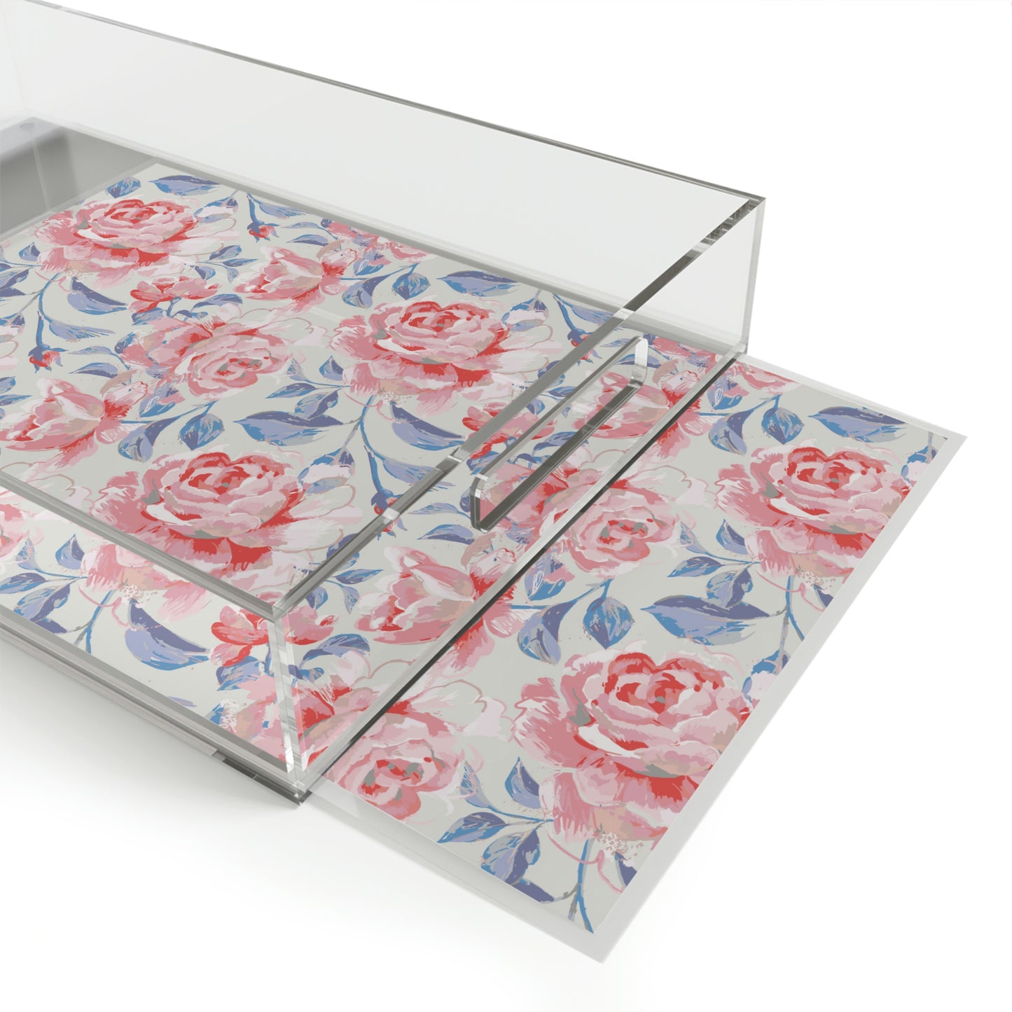 Pink Roses Acrylic Serving Tray