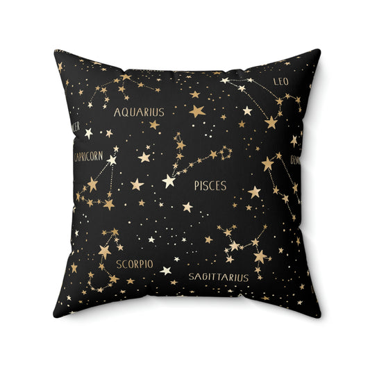 Stars and Zodiac Signs Spun Polyester Square Pillow