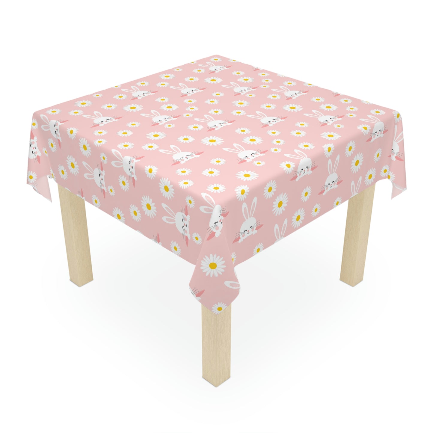 Smiling Bunnies and Daisies Table Cloth