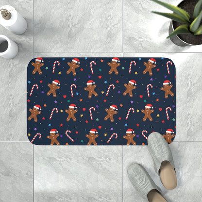 Gingerbread and Candy Canes Memory Foam Bath Mat