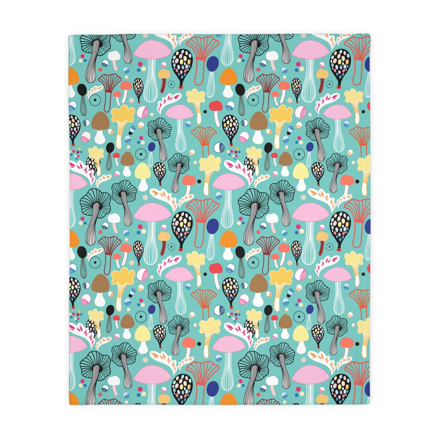 Colorful Mushrooms Velveteen Minky Blanket (Two-sided print)