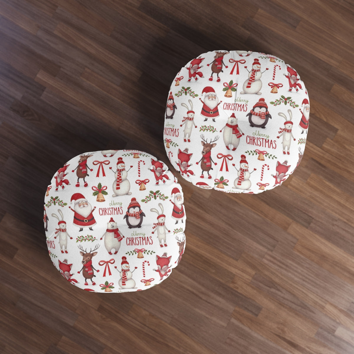 Christmas Santa Tufted Floor Pillow, Round