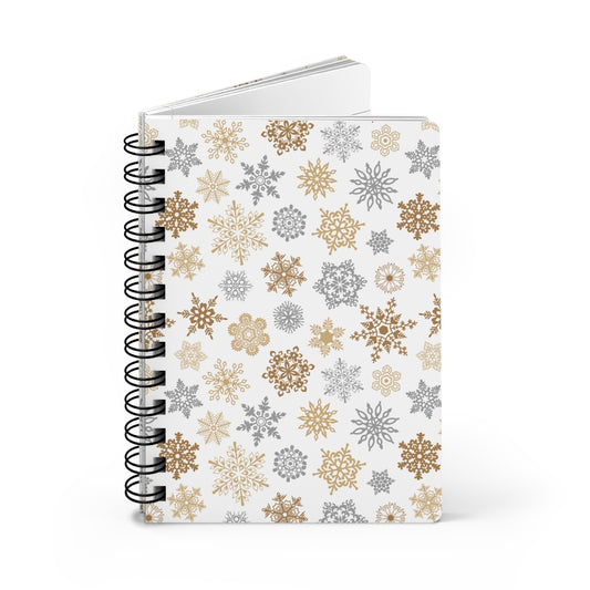 Gold and Silver Snowflakes Spiral Bound Journal