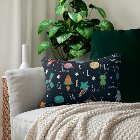 Space Alphabet Spun Polyester Lumbar Pillow