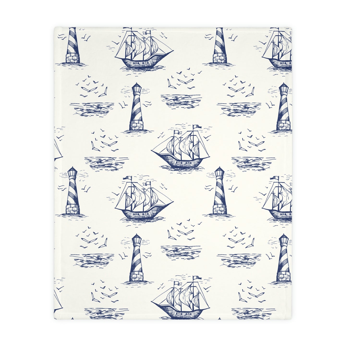 Vintage Ships Velveteen Minky Blanket (Two-sided print)