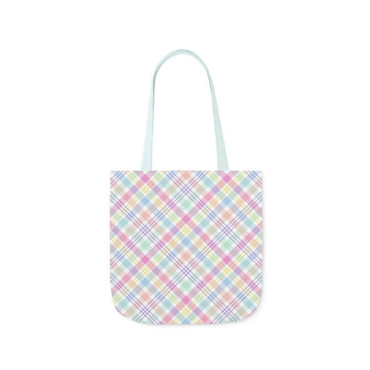 Pastel Plaid Polyester Canvas Tote Bag