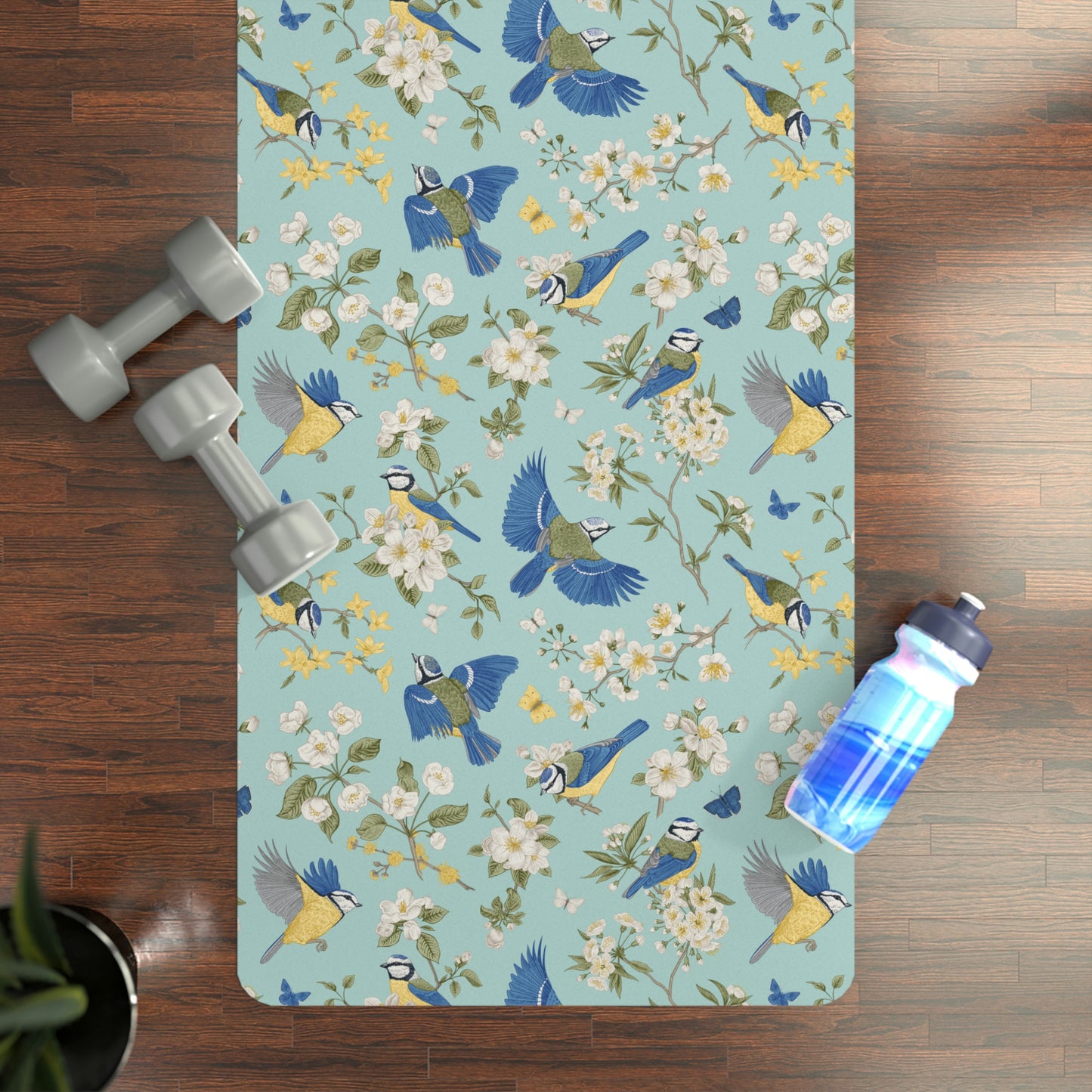 Chinoiserie Birds and Flowers Rubber Yoga Mat