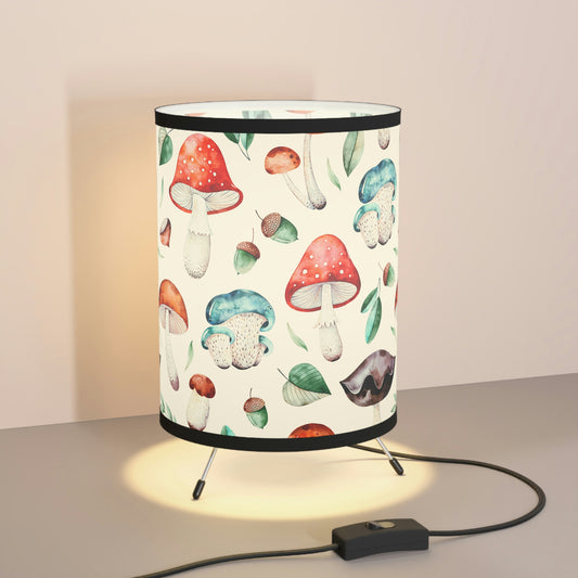Acorns and Mushrooms Tripod Lamp