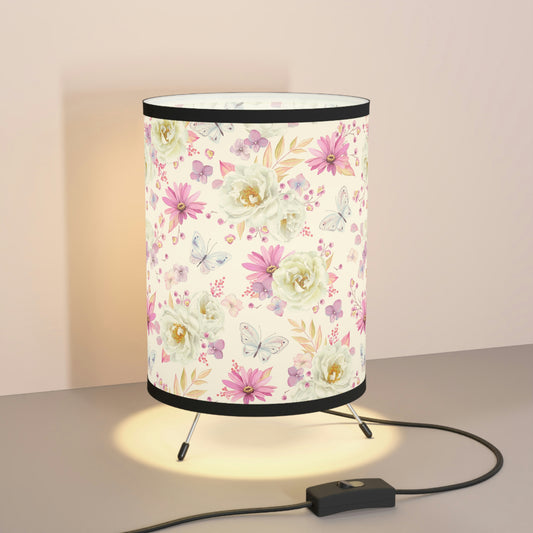 Spring Butterflies and Roses Tripod Lamp