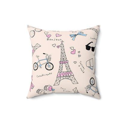 Eiffel Tower Spun Polyester Square Pillow