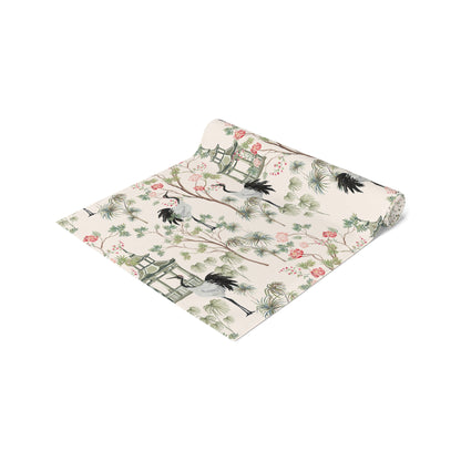 Chinoiserie Rose Trees Table Runner (Cotton, Poly)