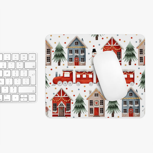 Christmas Trains and Houses Mouse Pad