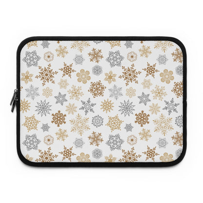Gold and Silver Snowflakes Laptop Sleeve