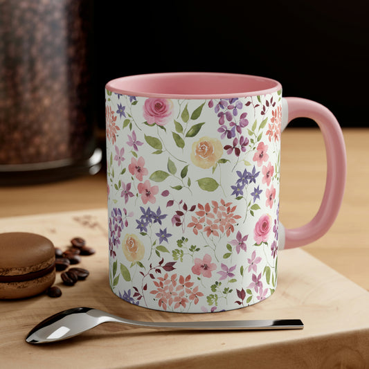 Yellow and Pink Roses Coffee Mug, 11oz