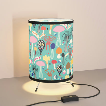Colorful Mushrooms Tripod Lamp with High-Res Printed Shade, US\CA plug